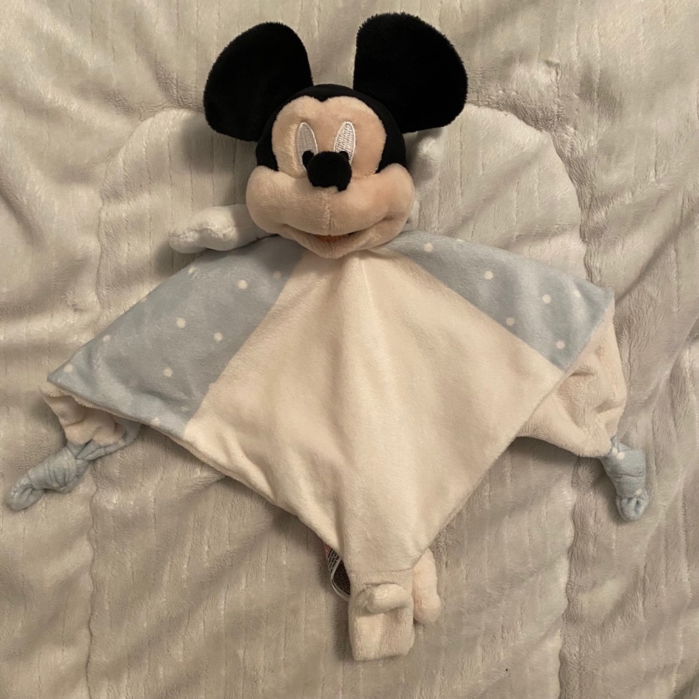 Mickey Mouse Primark Disney Baby Blue White Plush Baby Security Blanket Lovey